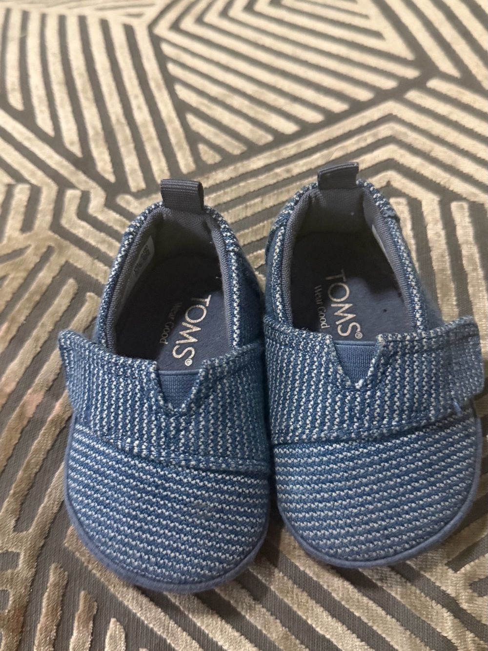 TOMS Navy Blue Knit Slip-On Baby & Walker Shoes